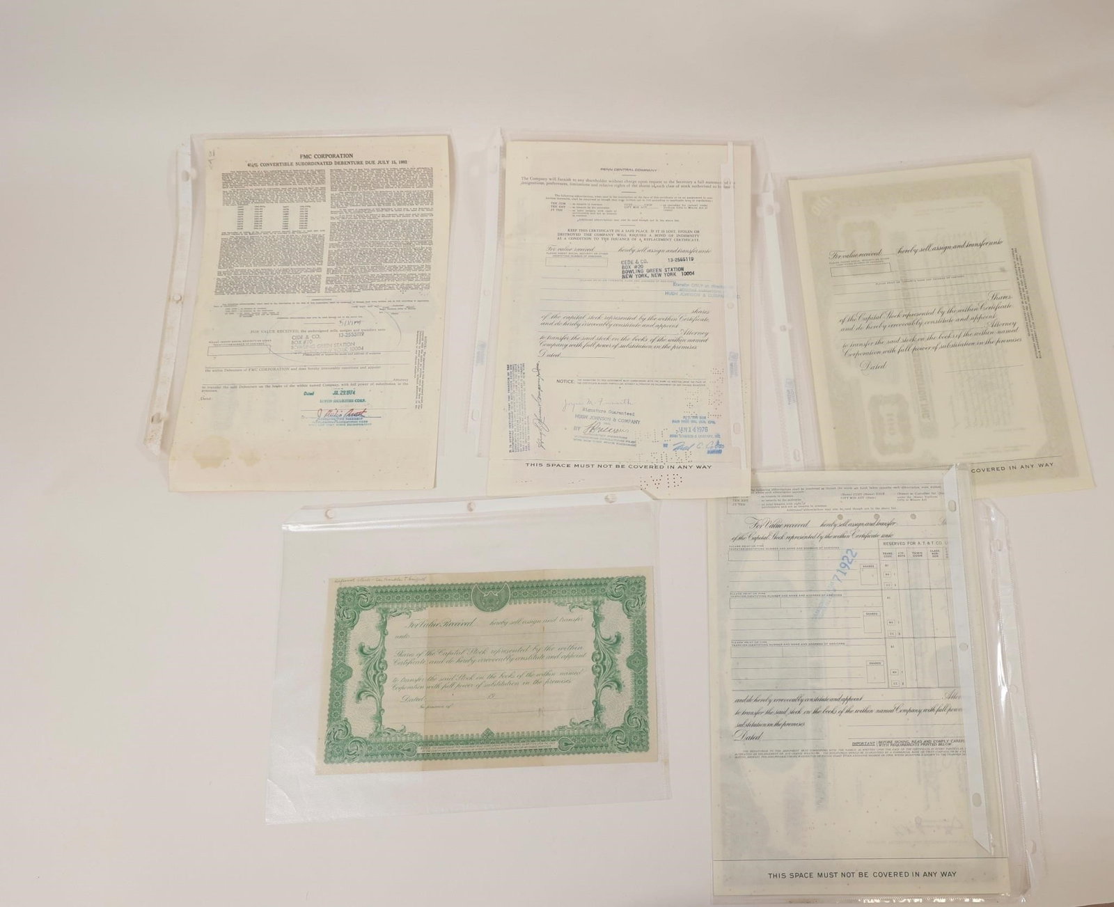 Mixed Corporate Stock Certificate Group - 2