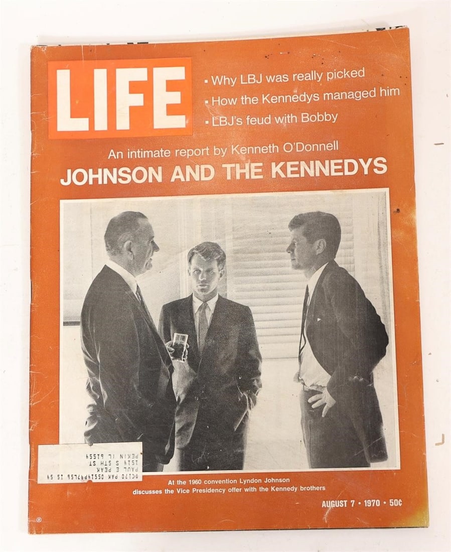 1970 LIFE Johnson and the Kennedys Issue: LIFE magazine issue dated August 7, 1970 featuring the cover story "Johnson and the Kennedys," an intimate report by Kenneth O'Donnell about Lyndon B. Johnson and the Kennedy family. The cover photogr