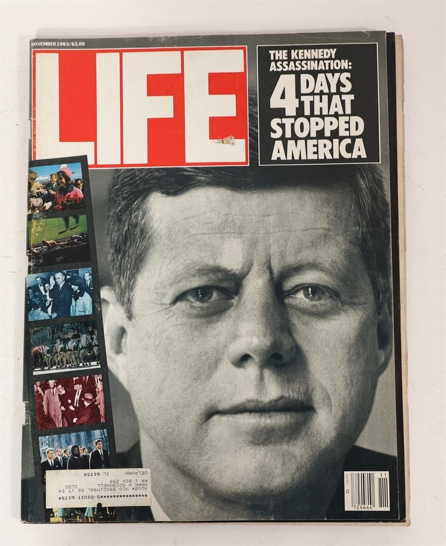 1983 LIFE JFK Assassination Issue: LIFE magazine issue dated November 1983 featuring the cover story "The Kennedy Assassination: 4 Days That Stopped America." The issue commemorates the 20th anniversary of the assassination of