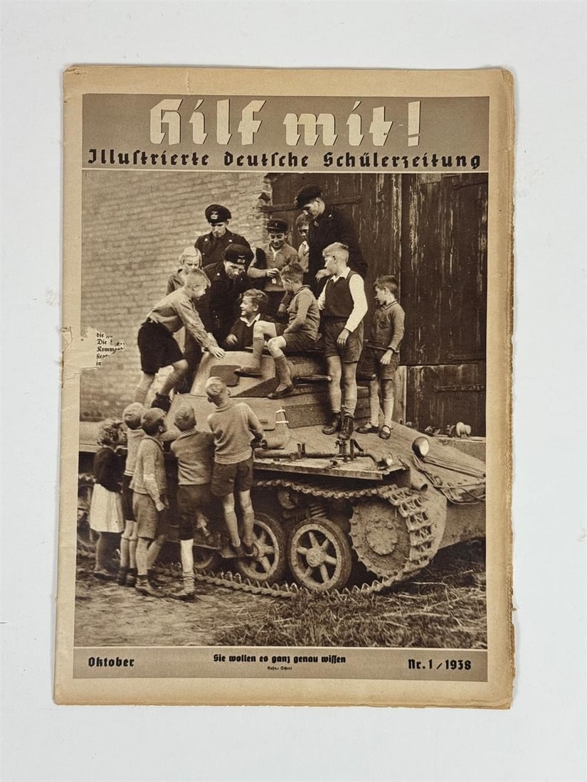 Hilf mit! German Student Magazine: Vintage October 1938 issue of Hilf mit! ("Lend a Hand!"), German student propaganda magazine published by the National Socialist Teachers' League. Aimed at children aged 10 and older, it promoted