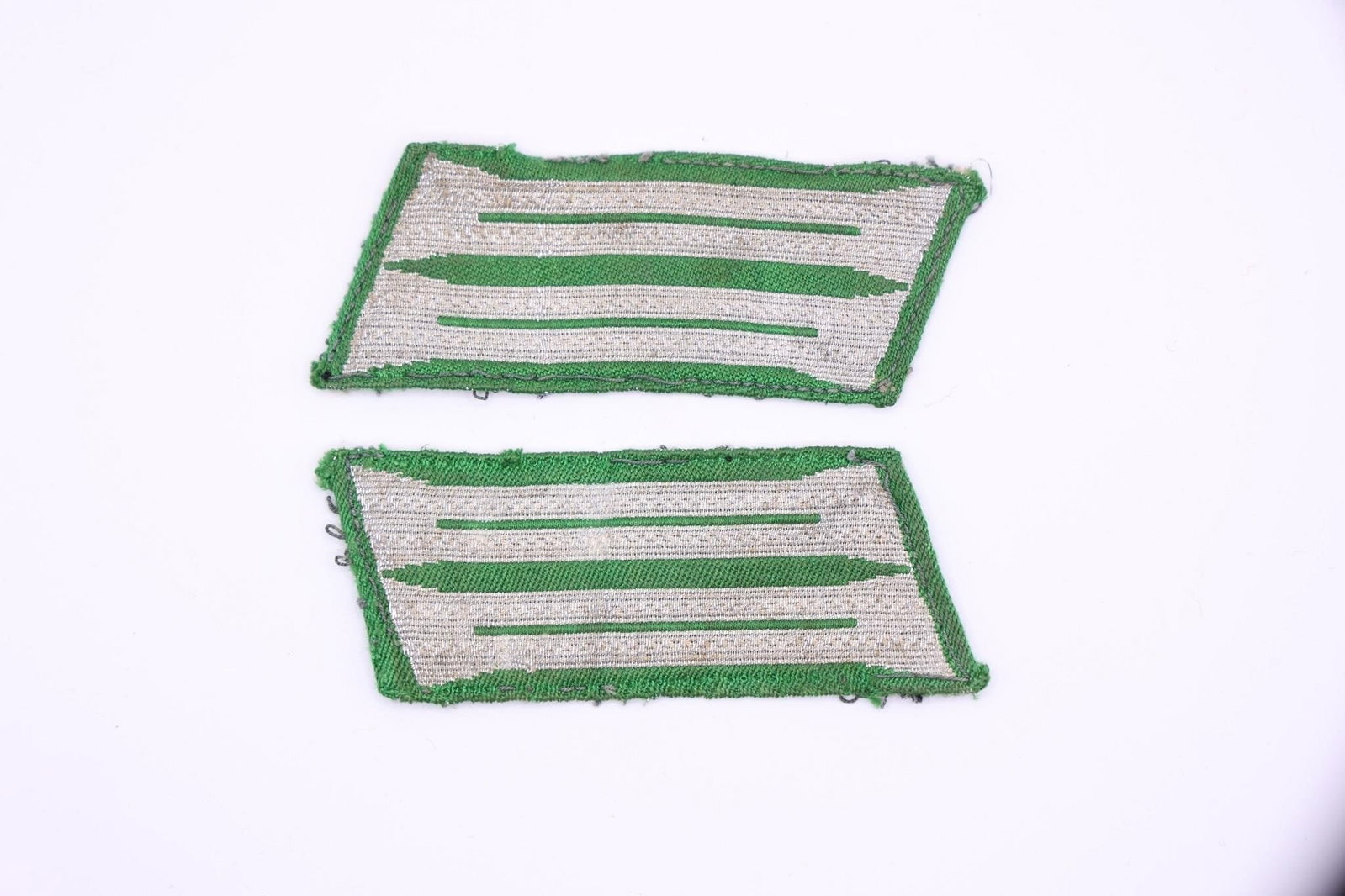 WWII German Heer M36 Pioneer Collar Tabs (Pair): l WWII German Heer M36 tunic collar tabs (Litzen) for Pioneer/Engineer units, good condition, authentic.