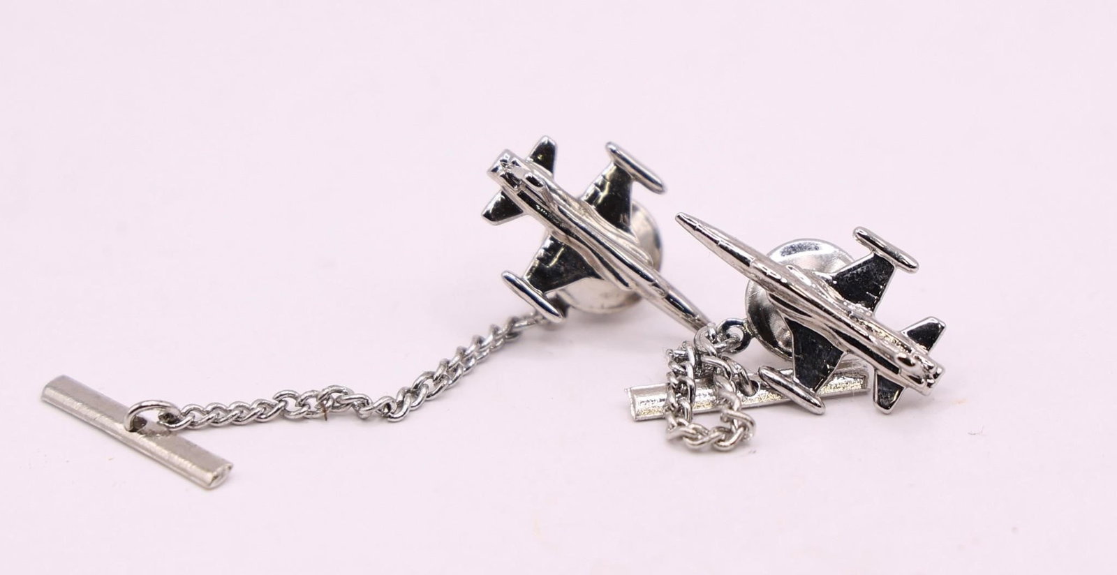 Silver Tone Airplane Tie Tacks Set (1 of 2)