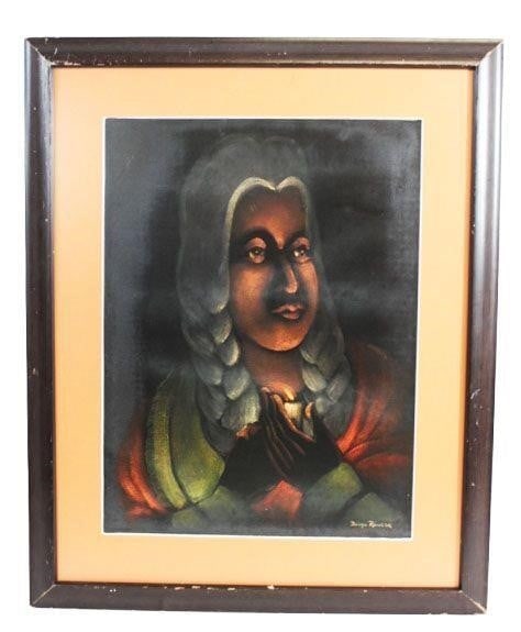 Painting by Diego Rivera: Attributed to Diego Rivera: The work may be ascribed to the artist on the basis of style, but there may be some question as to actual authorship.Painting is framed.Dimensions: 19" x 23.5"Pastel (chalk