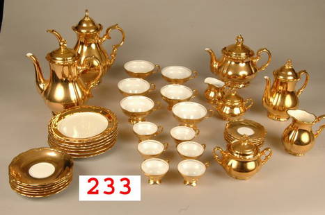 Bavarian 24 K gold china lot: Approx. 44 pieces