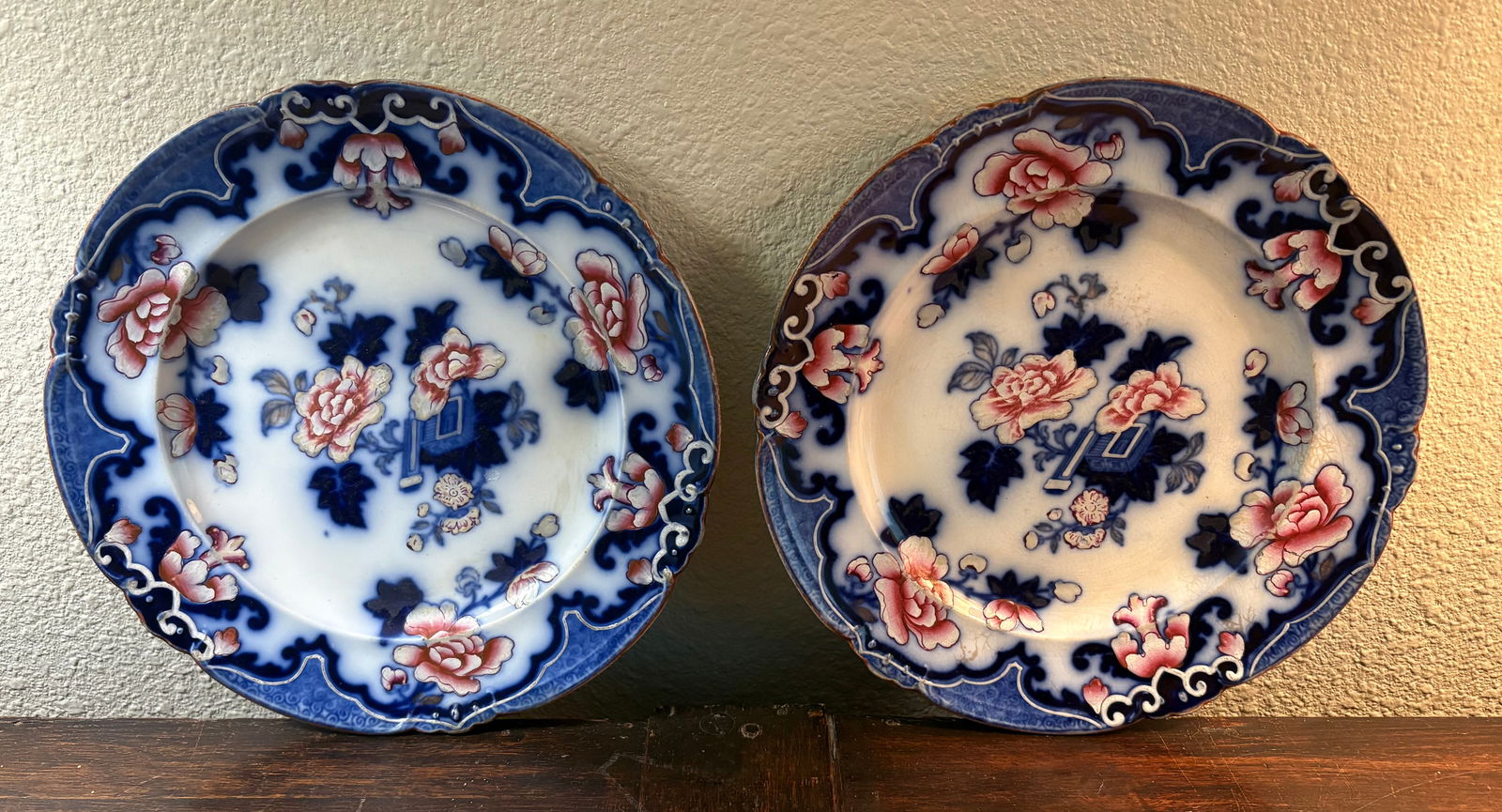 (Pair of) Antique Flow Blue English Plate, ca. 1842 -1883 (1 of 7)