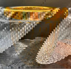 Vintage (ca. 1970) Crystal Ice Bucket w/Ice Cube Tongs