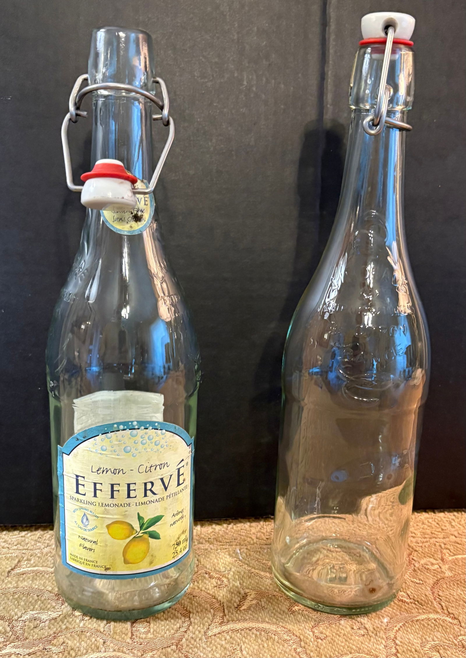 Pair of French Effervé Sparkling Lemonade bottles w/Swing-top Caps (1 of 6)