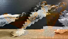 Vintage Pair of MCM Italian "Ceramic Le Torri" Gilded Vases