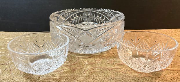 Vintage Lot of 3 Lead Crystal Bowls - Anna Hutte-Bleikristall/Edinburgh Crystal
