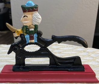 Cast Iron Nutcracker w/Wood Painted Base
