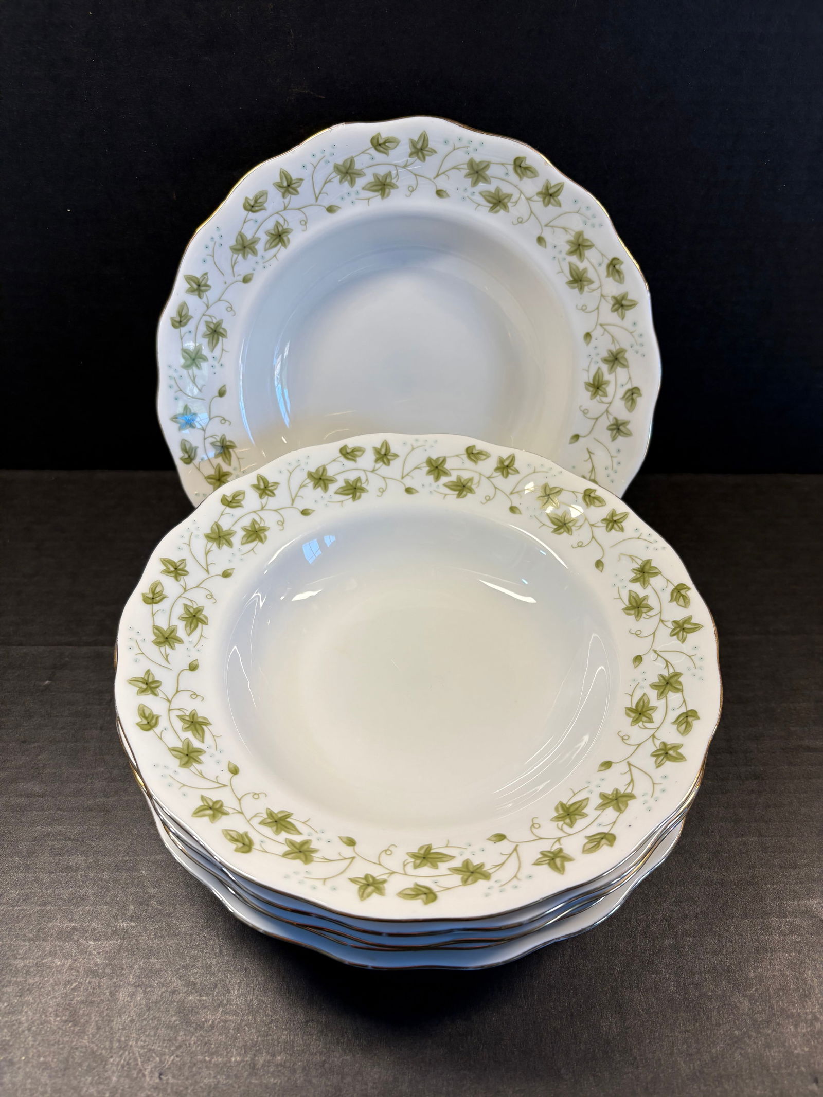 Vintage (ca. 1970s) Set of 5 (Polish) Favolina Carolina Rimmed Soup Bowls, Pattern "Diana" (1 of 3)