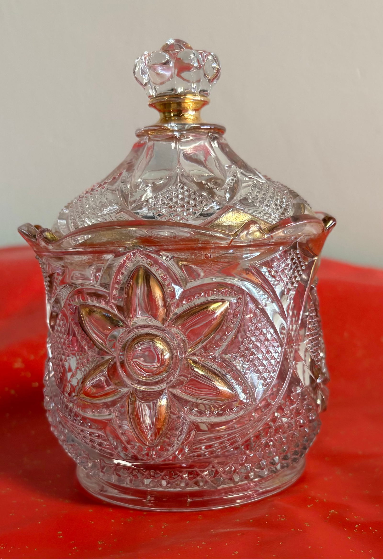 Antique/Vintage Glass (Crystal) lidded Sugar Bowl/Candy Jar - Early American Pattern Glass (EAPG) (1 of 3)