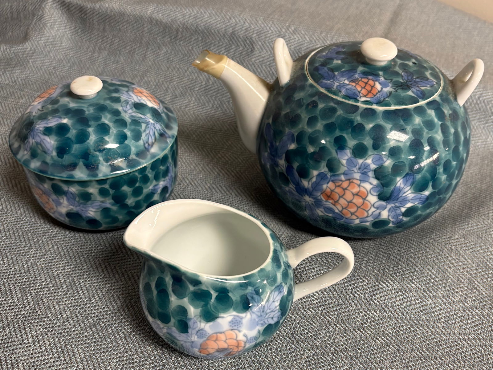 Vintage 17-Piece Japanese Porcelain Kutaniware Tea Set (1 of 6)