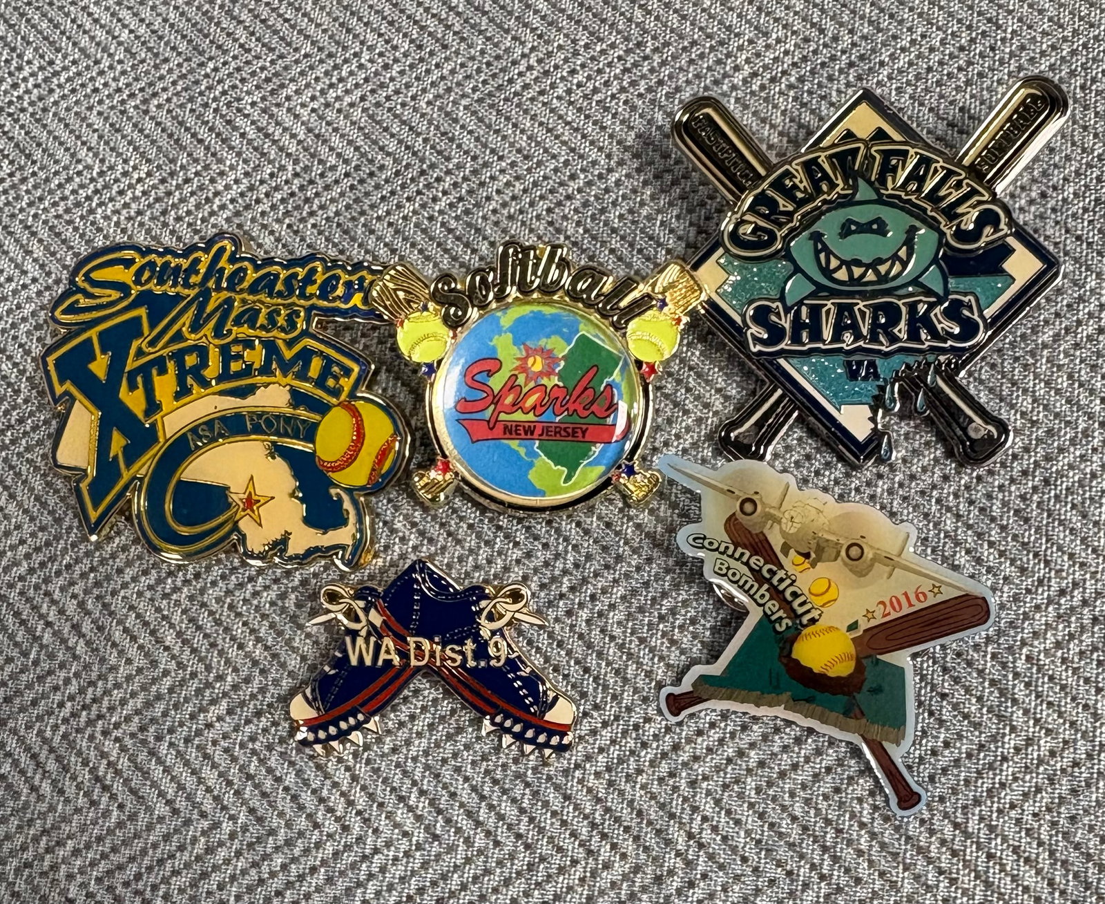 Collectible Enamel Trading & Lapel Pins - Lot of 5 - ASA PONY Softball (1 of 4)