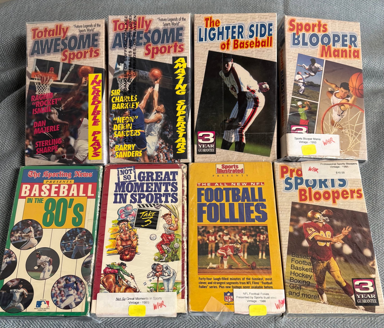Nostalgic Collection of Vintage (1980s) Sports Bloopers, Highlights, & Follies VHS' x8 (1 of 3)
