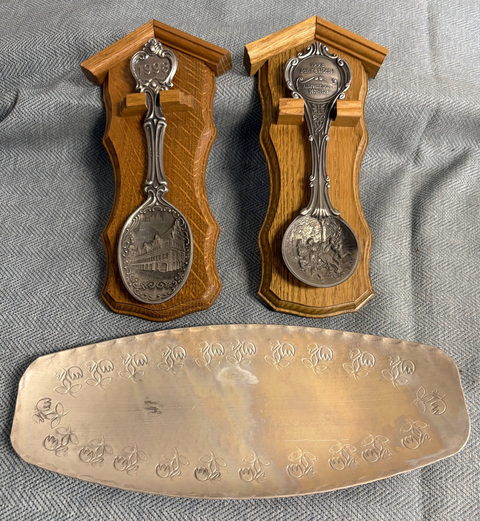 Vintage (1990s) German Pewter Collectibles...Spoons & Hand Wrought Tray (1 of 7)