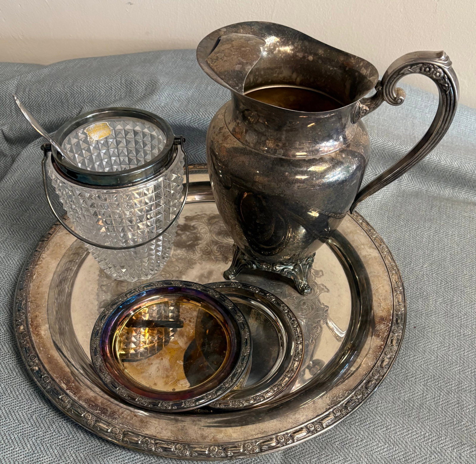 Vintage (1950s/1960s) 6-Piece Set of Silver-Plated & Crystal Service Pieces (1 of 10)