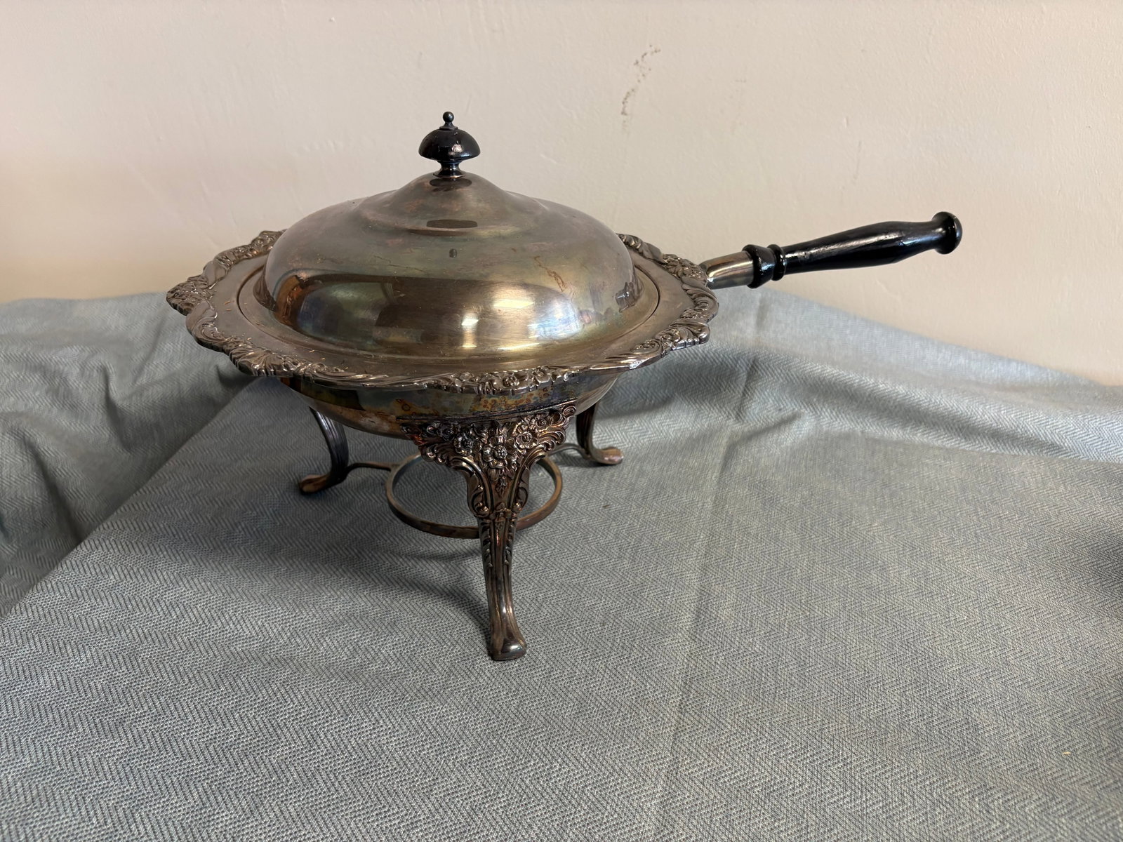Vintage Mid-20th Century Silver-Plated Chafing Dish w/Burner Lamp (1 of 5)