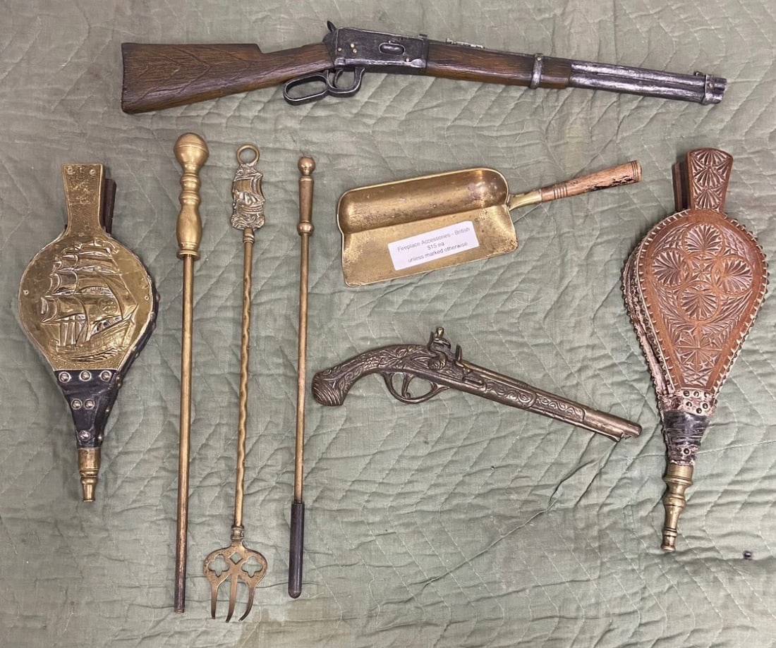 Antique (ca. e1900s) Fireplace Accessories x9 Pieces (1 of 8)