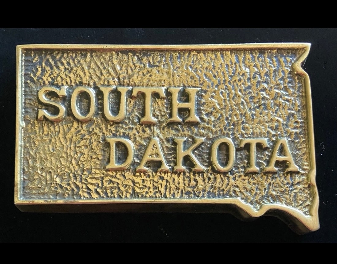 Vintage (ca. 1970s) Solid Brass “State of South Dakota" Paperweight (1 of 5)