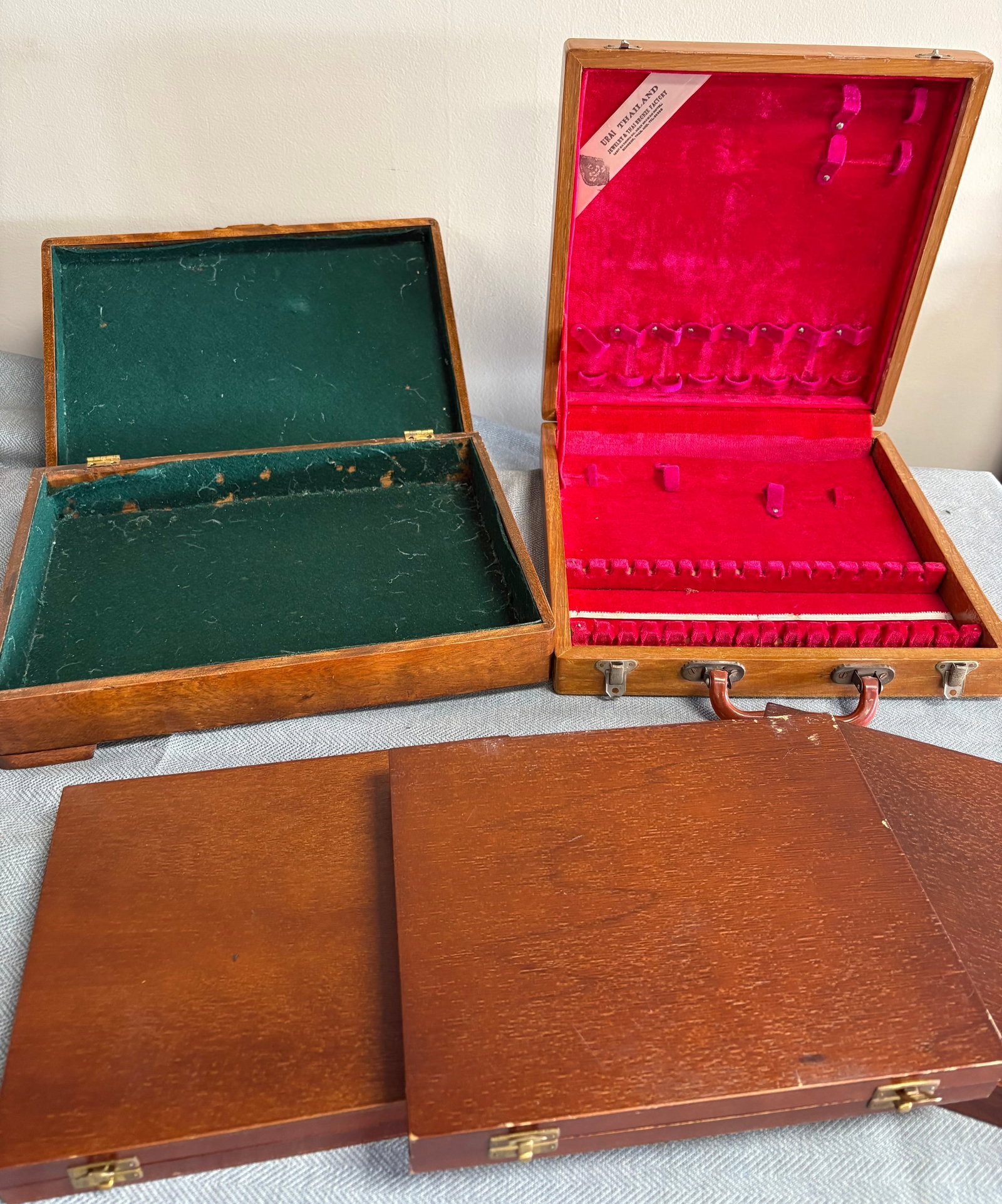 Vintage Collection of 5 (British & Thailand) Wooden Silverware/Flatware Storage Cases w/Hinges (1 of 7)