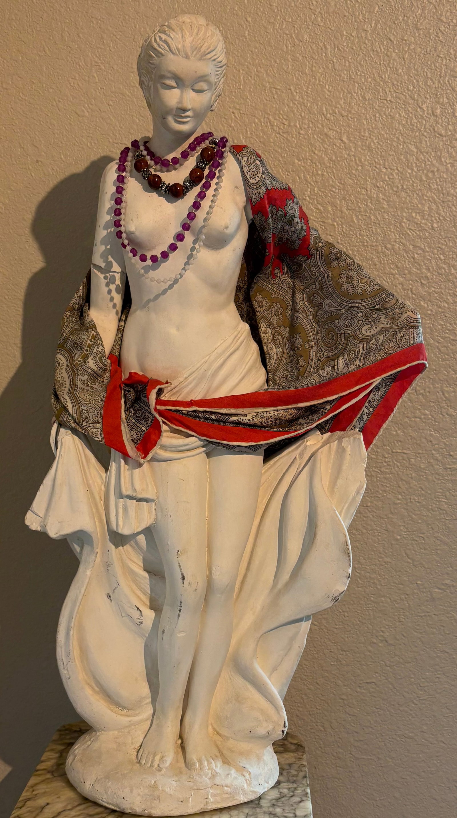 Vtg MCM (1960s) Classical Grecian-Style Female Chalkware Statue - 25"H x 12"W (1 of 8)