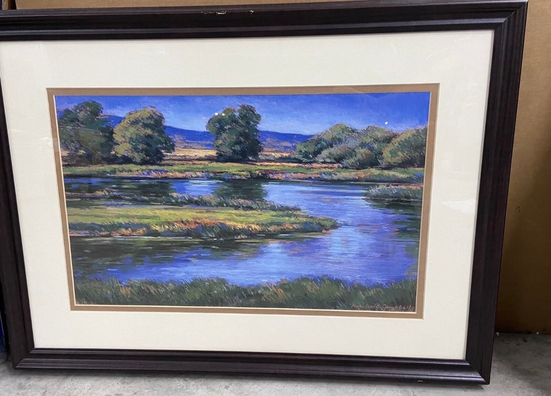 Vintage MCM Framed “Quiet Twilight” Print by Marilee Campbell (1 of 4)