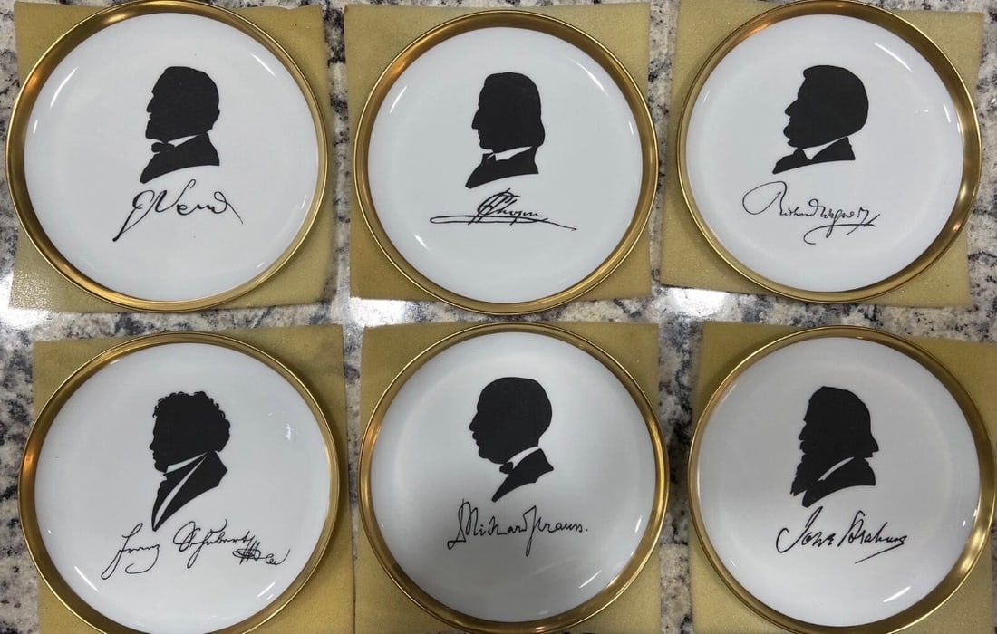 Vintage (1971) German Music Composers Porcelain Collector Plates x6 w/original Box (1 of 5)
