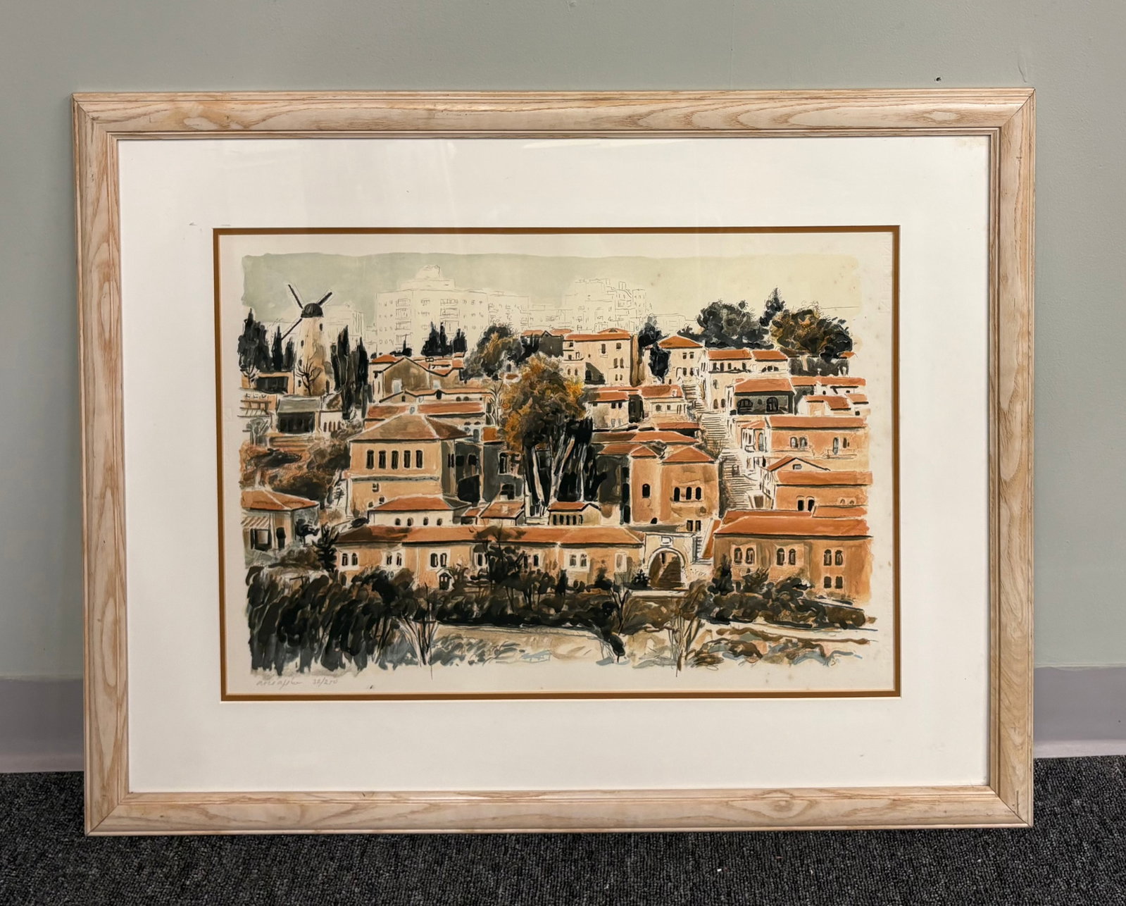 Vtg (ca.'80s) Artist Hand-Signed Jerusalem Lithograph w/Certificate of Authenticity (1 of 3)