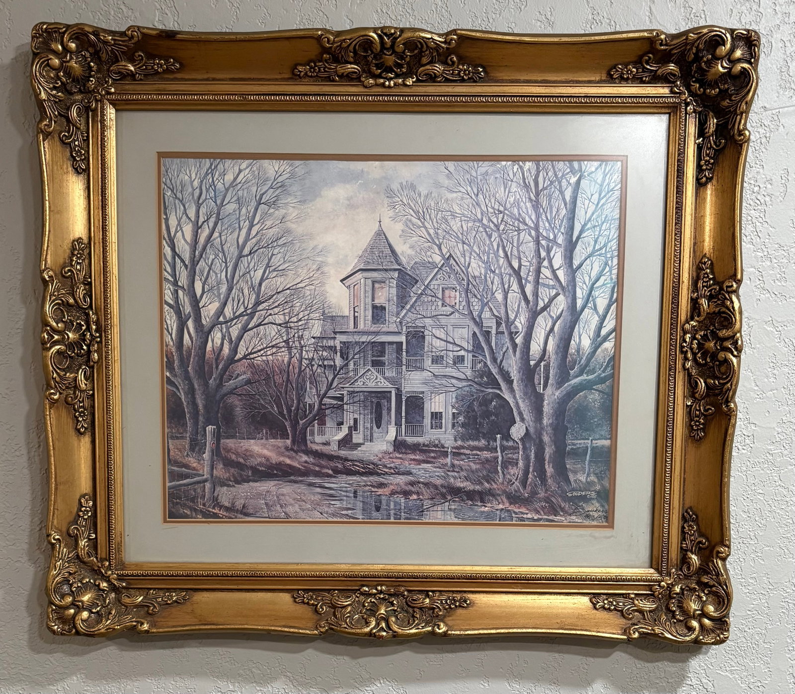 Vtg (1980s) Framed Art Print Titled, "Victorian Reflections" (Randy Souders) - 30" x 26" (1 of 3)