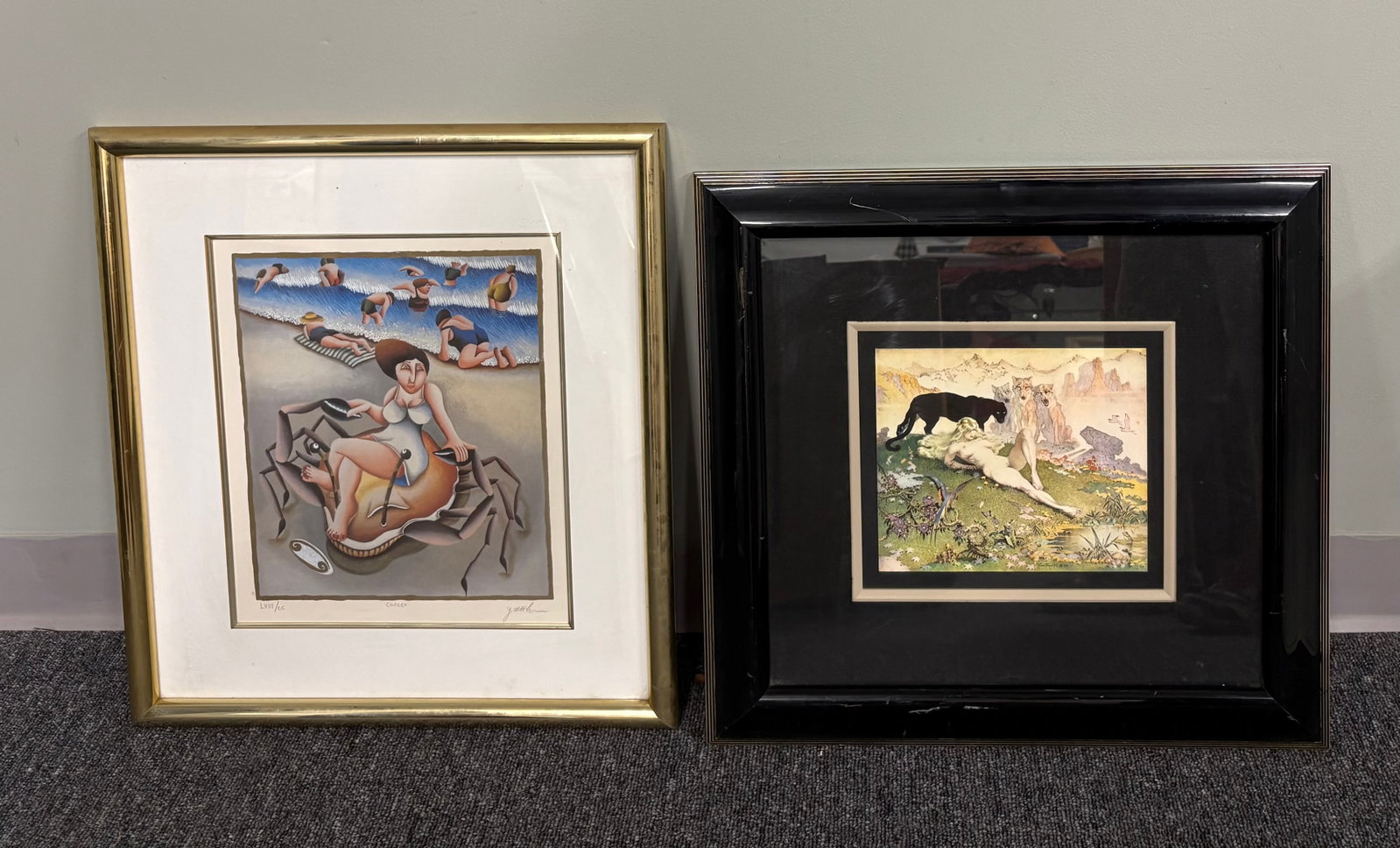 Vtg Pair of Framed Art Collector's Pieces - (Mahler & Frazetta) (1 of 2)
