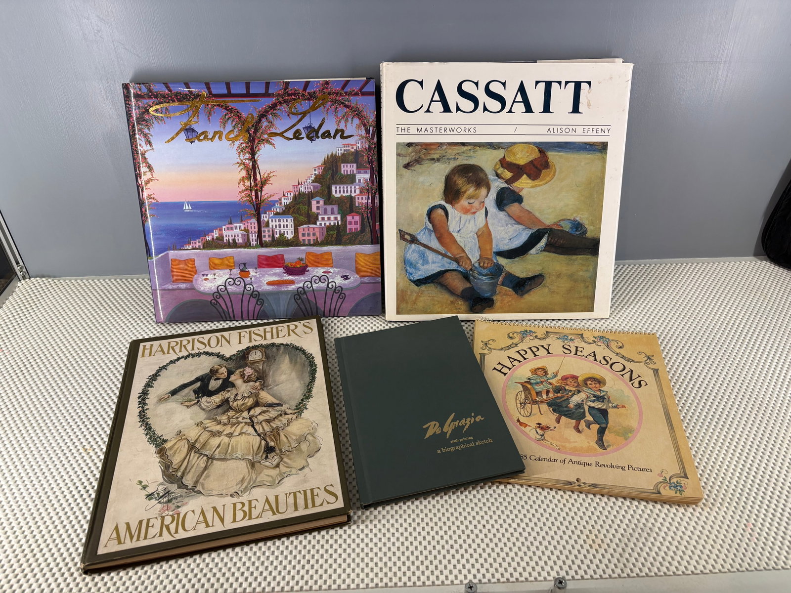 Vtg Grouping of Estate Fine Art Collectible Books: A collection of five art-related books and a small bound volume celebrating various works. They include...1). The Collected Works of Fanch Ledan (Catalogue Raisonné, 1990) - It features his vibrant a