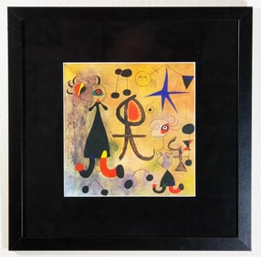 Joan Miro, 1964 Lithograph, Vivid Colors, COA, Matted, Framed,
