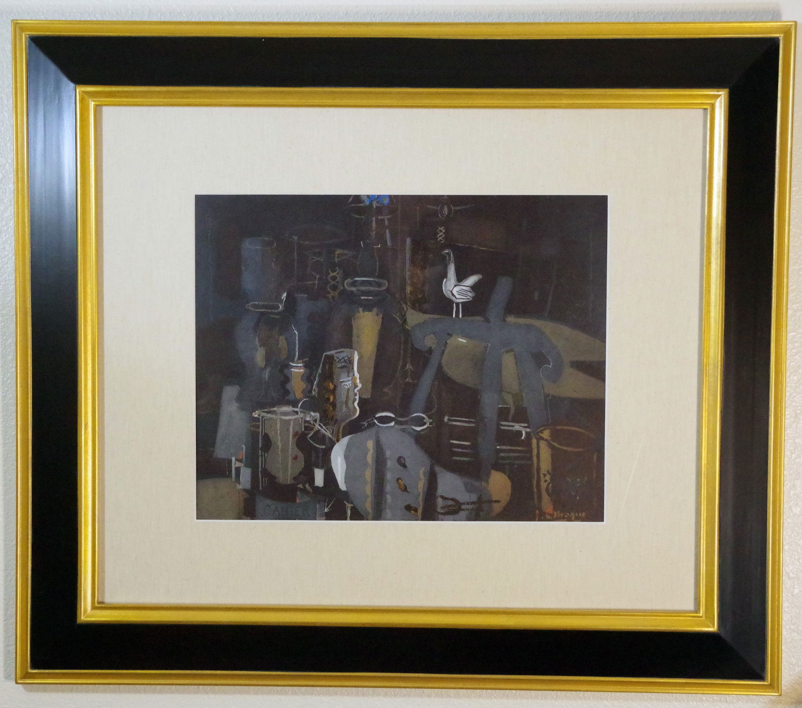 Georges Braque, 1964 Lithograph, Ed 300, Fauvist, Plate Signed, COA, Matted, Framed,: Georges Braque was a major 20th Century French painter associated with the Fauvist movement as well as modernism and Cubism. Between 1908 and 1912 he was closely associated with Pablo Picasso and late
