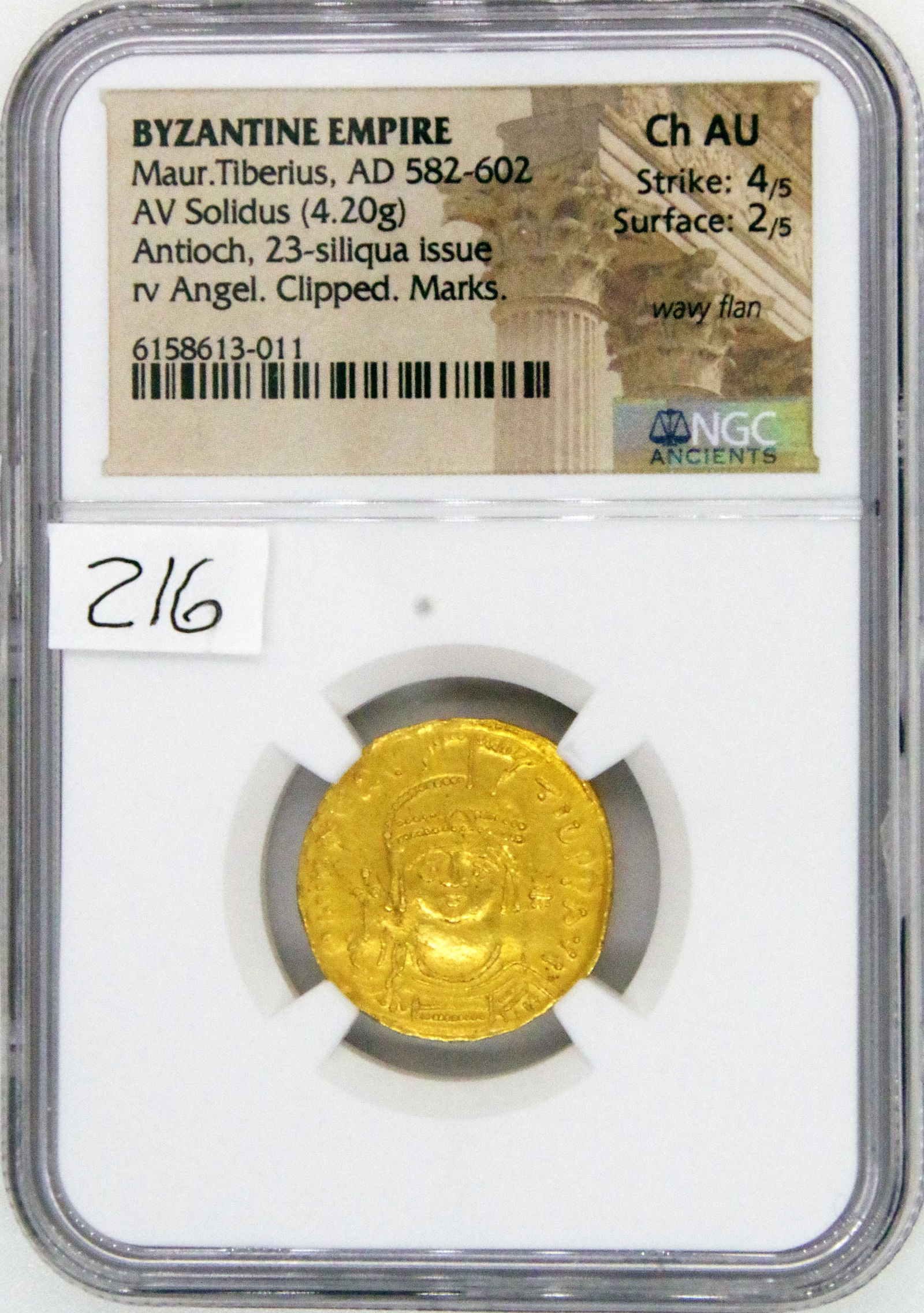 Maurice Tiberius, AV Solidus, NGC AU, AD 582 602, Byzantine Empire, Antioch,Gold (1 of 4)