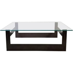 Contemporary Steel and Glass Coffee Table