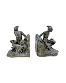 Pr. Bronze Figural Bookends