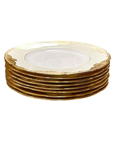 Minton Gold Gilt Enamel Decorated Dinner Plates