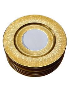 H+C Selb Gold Gilt Enamel Decorated Chargers