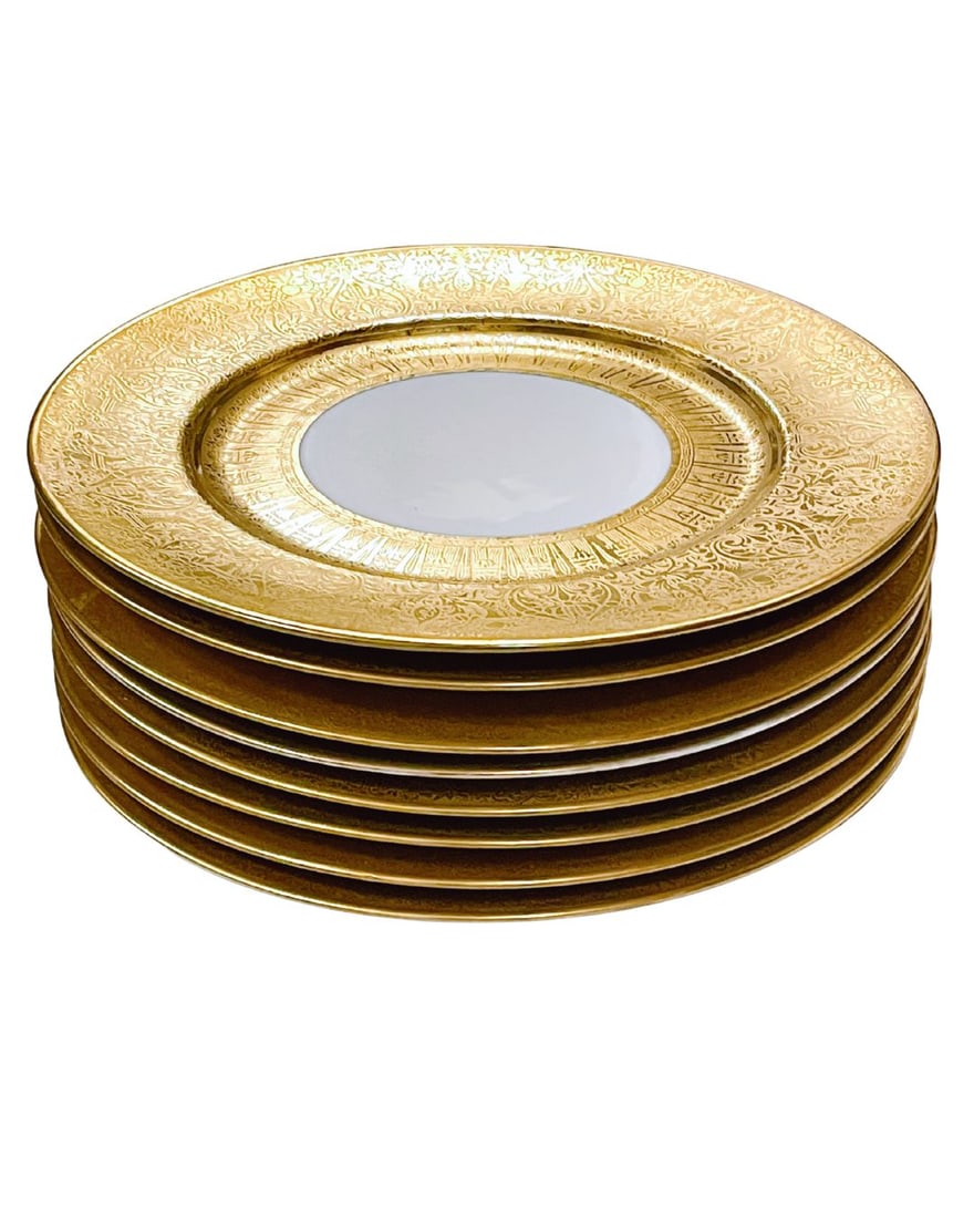 H+C Selb Gold Gilt Enamel Decorated Chargers (1 of 3)