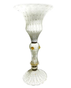 Cased Glass White Murano Glass Tabletop Torchiere