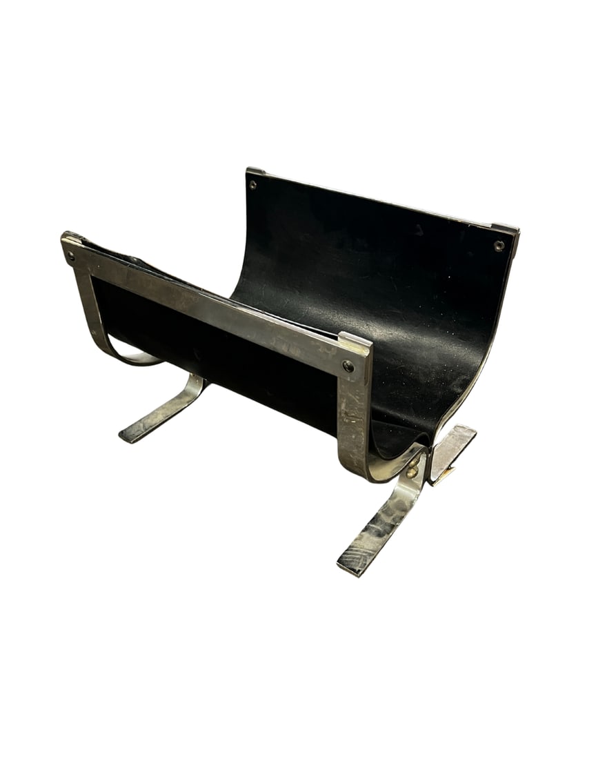 Alessandro Albrizzi Chrome + Leather Fire Log Holder (1 of 1)