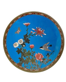 Antique Chinese Cloisonne Small Charger