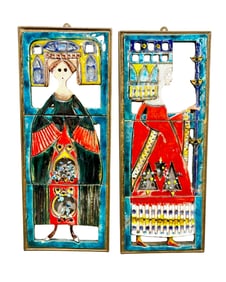 2 Vintage Gensini Ceramic Wall Plaques