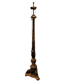 Art Deco / Spanish Revival Polychromed Carved Floor Lamp