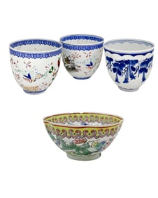 3 Chinese Eggshell Porcelain Teacups