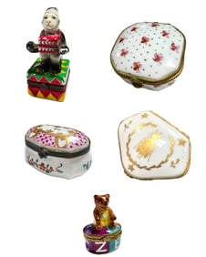 5 Limoges Porcelain Patch Boxes