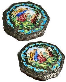 Antique Continental Silver and Enamel Compact