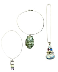 Three Silver and Stone Necklaces