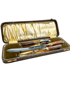 Vintage 3 Piece Stag Horn Carving Set